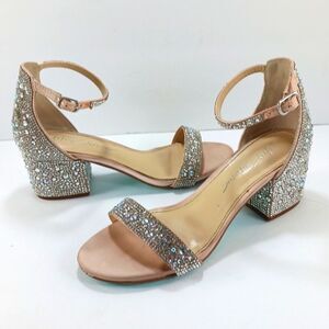 Betsey Johnson Women's Mari Sandals Embellished Chunky Block Heels Womans 7.....